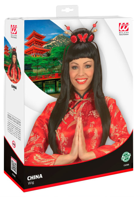 perruque de chinoise, perruque china girl, nouvel an chinois, accessoire déguisement chinoise, perruque de geisha, perruque de japonaise, perruque chinoise, perruque noire, Perruque China Girl Sexy, Noire