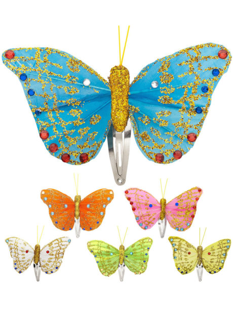 barrettes papillons, accessoires déguisement de fée, pinces décorées, papillons pour cheveux, barrettes papillons, Pince à Cheveux Petits Papillons à Paillettes