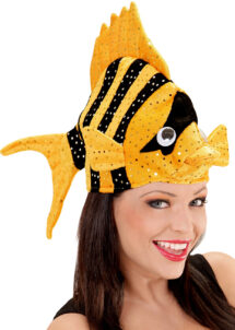 chapeau poisson, chapeau thème mer, chapeau humour, Chapeau Poisson, Orange
