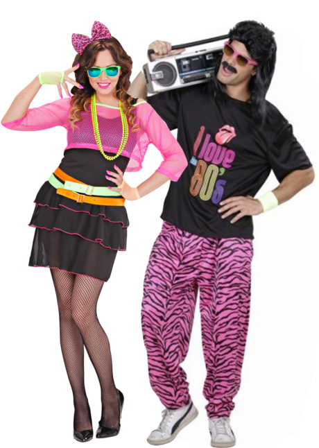 déguisement couple, déguisement duo, déguisement couple disco, déguisement couple années 80, déguisements années 80, Déguisements Couple, Années 80 Fluo