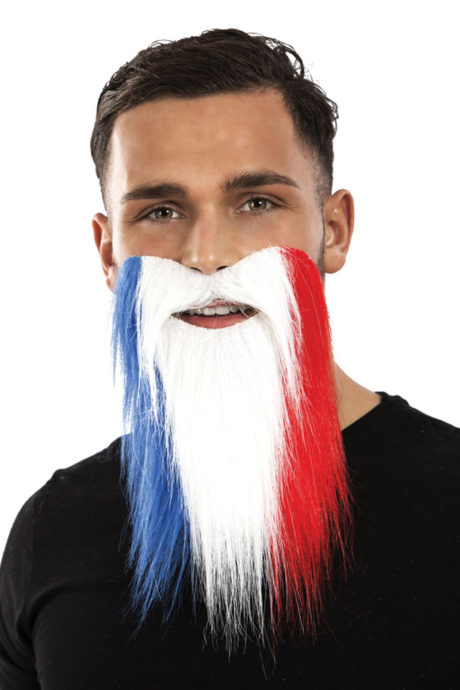 coupe du monde 2018, barbe équipe de france, accessoire de supporter, lunettes france, accessoires équipe de france, tricolore, barbe drapeau france, Barbe de Supporter, France
