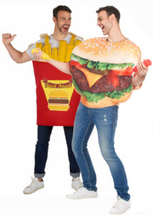 déguisement couple, déguisement humour, déguisement hamburger, déguisement frites, déguisement à deux, déguisement couple humoristique, déguisement soirée à thème, Déguisements Couple, Hamburger Frites