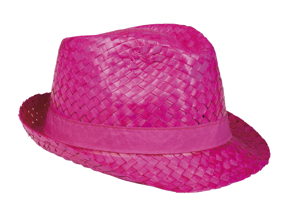 Chapeau Hawaï, Aruba, Paille Rose Fuchsia Aux Feux de la Fête Paris