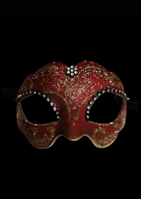 loup vénitien, masque vénitien, loup vénitien fait à la main, masque vénitien haute qualité, masque pour carnaval de venise, Masque Loup Vénitien Baby Paillettes, Rouge et Or