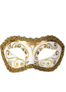 masque vénitien blanc et doré, loup vénitien, masque carnaval de venise