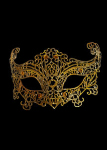 loup vénitien dentelle, masque vénitien dentelle, masque carnaval de Venise, bal masqué, Masque Loup Vénitien Filo Dentelle, Doré