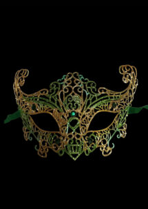 loup vénitien dentelle, masque vénitien dentelle, masque carnaval de Venise, bal masqué, Masque Loup Vénitien Filo Dentelle, Vert et Or
