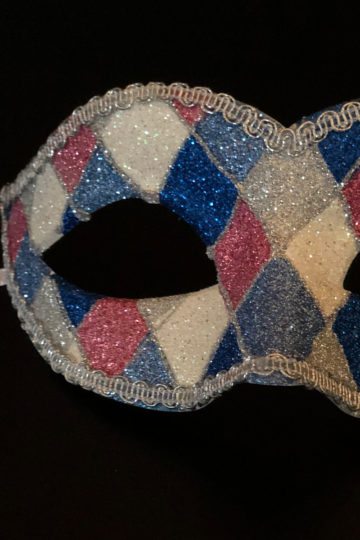 loup vénitien, masque vénitien, loup vénitien fait à la main, masque vénitien haute qualité, masque pour carnaval de venise, loup vénitien arlequin Vénitien Arlecchino Paillettes, Bleu, Rose et Argent