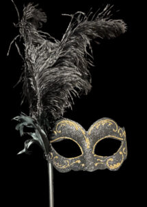 masque vénitien sur baton, masque vénitien plumes