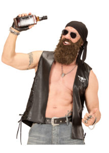 barbe et foulard de biker, kit accessoire biker, barbe de biker, barbe châtain