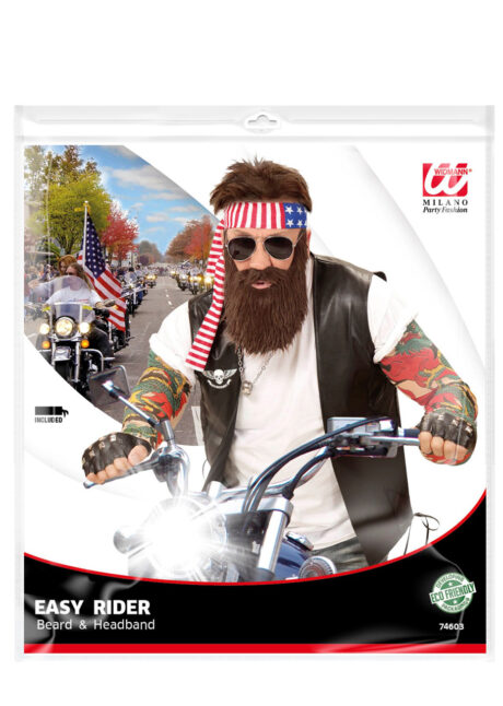 kit easy rider, barbe et bandeau de biker, barbe de biker, barbe easy rider, Barbe de Biker avec Bandeau, Kit Easy Rider