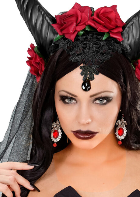 boucles d'oreilles chauve souris gothique, boucles d'oreilles Halloween, bijoux Halloween, Boucles d’Oreilles Gothiques avec Pierres Rouges