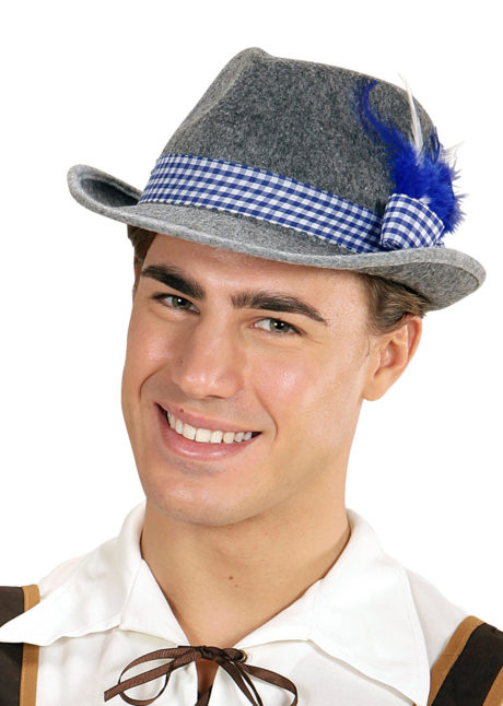 chapeau bavarois, chapeaux tyroliens, accessoires déguisement bavarois,chapeaux paris, chapeau oktoberfest, Chapeau de Bavarois, Ruban Bleu