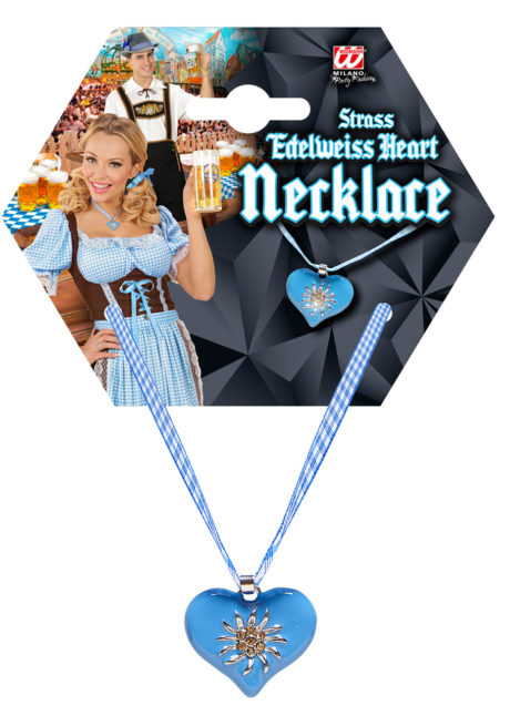 collier oktoberfest, accessoire oktoberfest, accessoire déguisement bavaroise, Collier Bavaroise Oktoberfest, Bleu