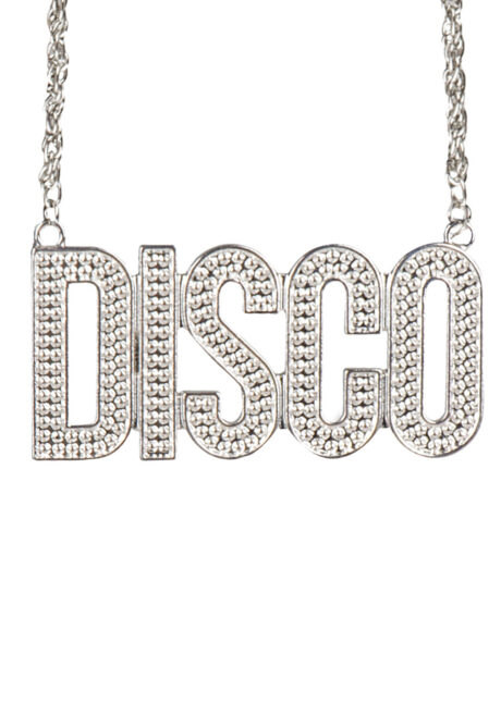 collier disco, accessoire disco, accessoire déguisement disco, collier disco brillant, Collier Disco sur Chaine Argentée