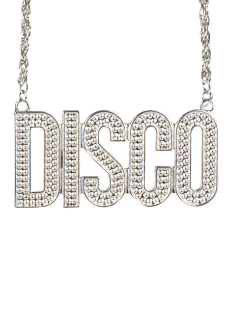 collier disco, accessoire disco, accessoire déguisement disco, collier disco brillant, Collier Disco sur Chaine Argentée
