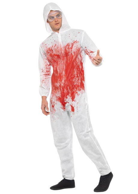 déguisement combinaison sanglante, déguisement halloween homme, déguisement combinaison scientifique halloween, combinaison faux sang, Déguisement Scientifique Sanguinaire Dexter