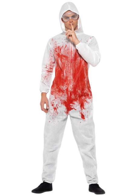 déguisement combinaison sanglante, déguisement halloween homme, déguisement combinaison scientifique halloween, combinaison faux sang, Déguisement Scientifique Sanguinaire Dexter