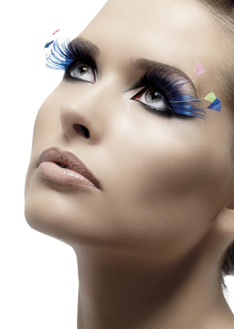 faux cils bleus, faux cils plumes, faux cils originaux, faux cils carnaval, faux cils extra longs, Faux Cils Extra Longs, Bleus, avec Plumes