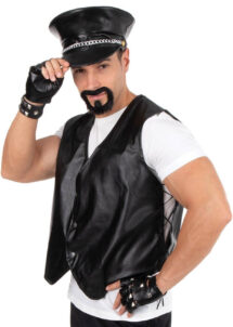 gilet de biker, gilet de rockeur, gilet simili cuir, Gilet Biker et Rockeur, Effet Simili, avec Lacets