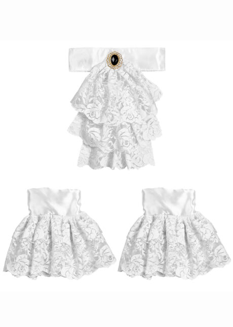 jabot en dentelle, faux col en dentelle, accessoire de marquis, accessoire de vampire, accessoire carnaval de venise, poignets en dentelle, Jabot et Poignets en Dentelle, avec Pierre Noire