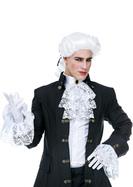 jabot en dentelle, faux col en dentelle, accessoire de marquis, accessoire de vampire, accessoire carnaval de venise, poignets en dentelle, Jabot et Poignets en Dentelle, avec Pierre Noire