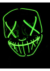 masque lumineux horreur led, masque halloween lumineux, masque lumineux halloween, Masque Nightmare La Purge, Lumineux Vert