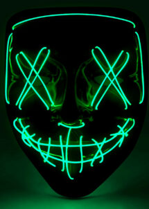 masque lumineux horreur led, masque halloween lumineux, masque lumineux halloween, Masque Nightmare La Purge, Lumineux Vert