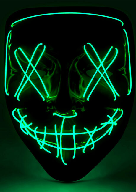masque lumineux horreur led, masque halloween lumineux, masque lumineux halloween, Masque Nightmare La Purge, Lumineux Vert