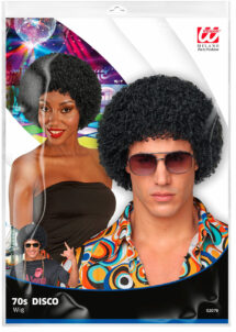 perruque disco, perruque afro noire, perruque disco homme