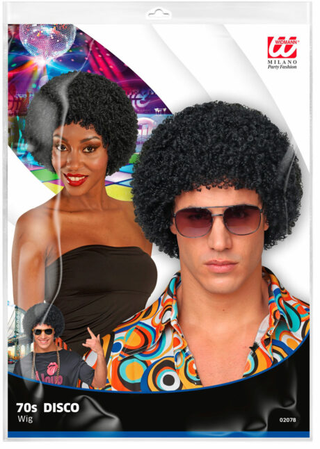 perruque disco, perruque afro noire, perruque disco homme, Perruque Afro Courte Disco, Années 70, Noire