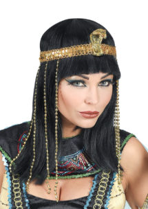 perruque cléopatre, perruque égyptienne, perruque de cléopatre, accessoire déguisement cleopatre, perruque eygpte