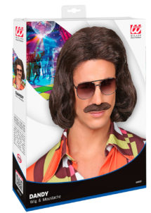 perruque disco, perruque dandy 70, perruque années 70, perruque pour homme, perruque cheveux longs homme, accessoire disco