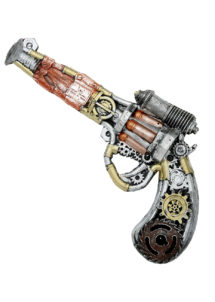 pistolet steampunk, revolver steampunk, accessoire steampunk, soirée à thème steampunk, accessoires déguisement steampunk, arme ancienne déguisement