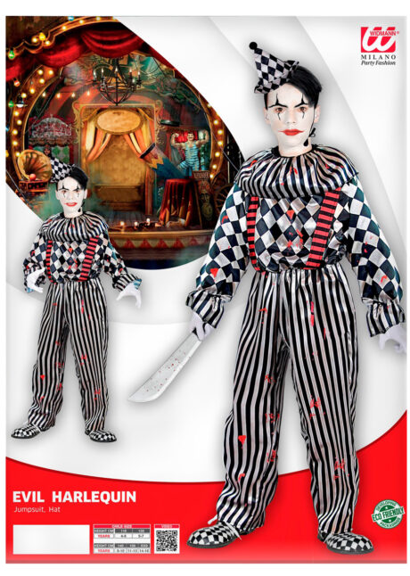 déguisement clown halloween enfant, costume de clown halloween garçon, Déguisement de Clown Evil Arlequin, Garçon