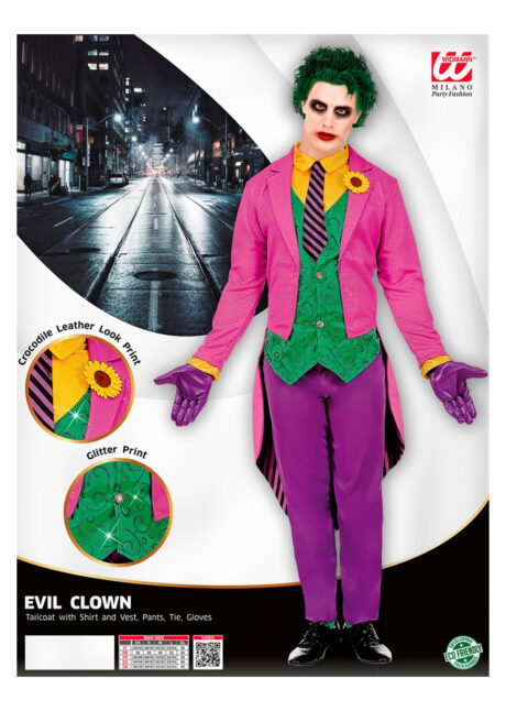 déguisement joker, déguisement joker pour homme, costume joker homme, manteau violet de joker, Déguisement de Joker Fou