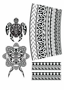 faux tatouage tribal, faux tatouage tortue maori, tatouages éphémères tribal, Faux Tatouages Maori – Tortue et Tiki