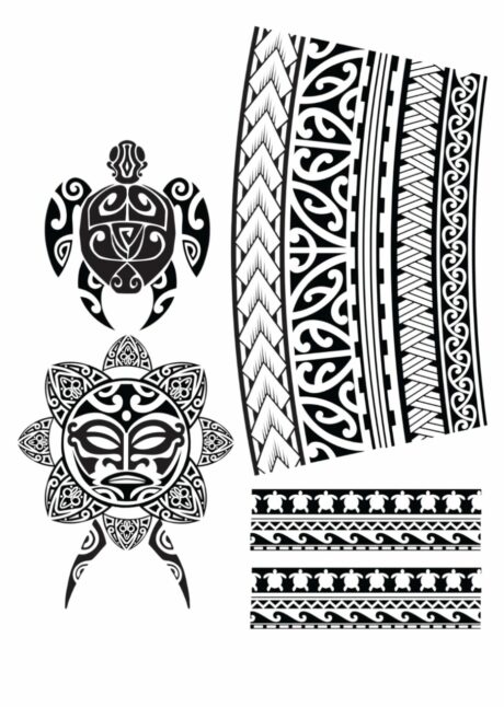 faux tatouage tribal, faux tatouage tortue maori, tatouages éphémères tribal, Faux Tatouages Maori – Tortue et Tiki
