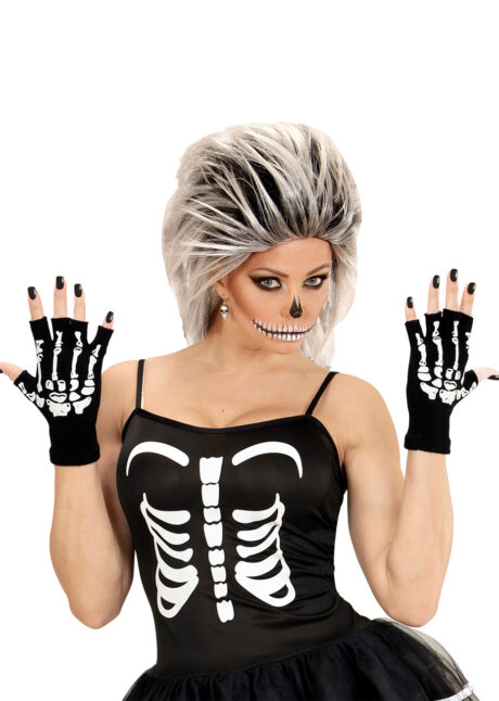 gants de squelette, gants halloween, accessoire halloween, mitaines squelette, Gants Mitaines de Squelette