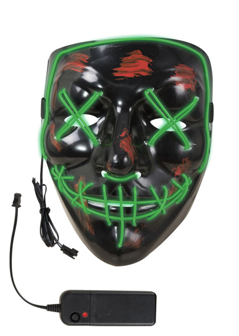 Masque Halloween Horreur, Lumineux Vert, à LED Aux Feux de la Fête