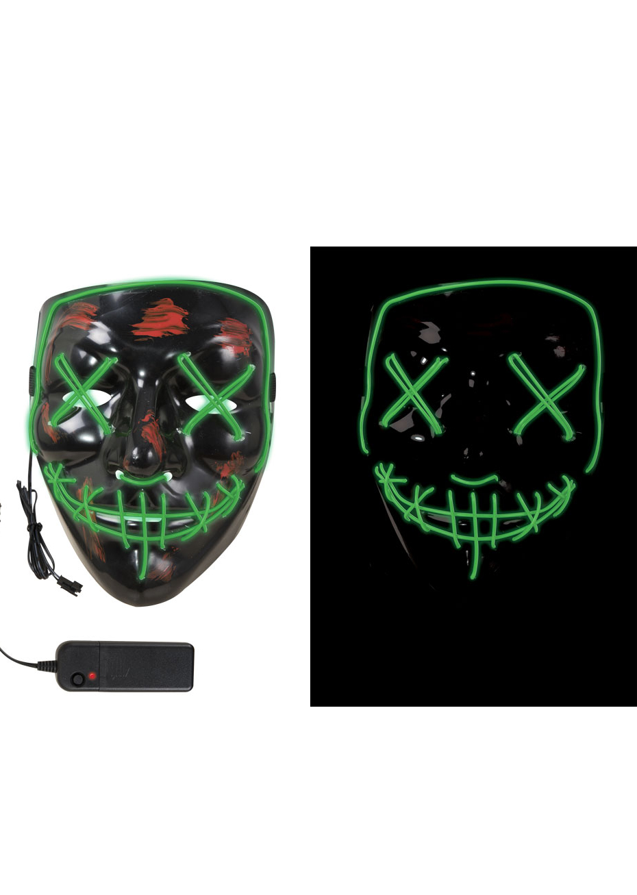 Masque Halloween Horreur, Lumineux Vert, à LED Aux Feux de la Fête