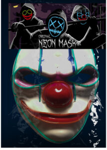 masque led halloween, masque lumineux led, masque halloween led lumineux, masque clown lumineux