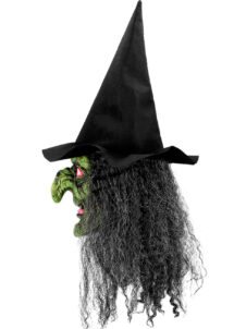 masque de sorcière Halloween, masque sorcière nez crochu