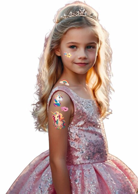faux tatouages, faux tatouages licornes, tatouages enfants, tatouages temporaires, Faux Tatouages Licornes et Arc-en-Ciel