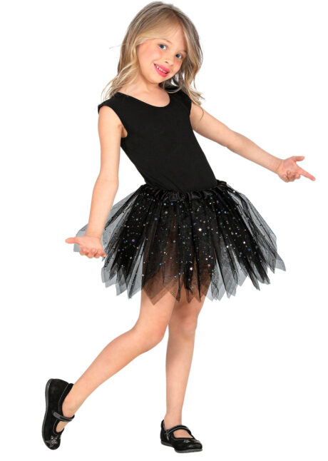 Déguisement fille de pirate, robe tutu enfant en tulle noir et