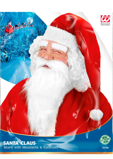 barbe de père noel, fausse barbe de père noel, barbe blanche pere noel, Barbe de Père Noël avec Sourcils