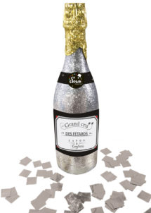 cotillons bouteille champagne, confettis bouteille champagne, canon à confettis champagne, canon à confettis cotillons réveillons, serpentins réveillon, bouteille champagne cotillons