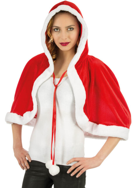 cape de mère noel, accessoire mère noel, déguisement mère noel, Cape Mère Noël, Petite Cape à Capuche