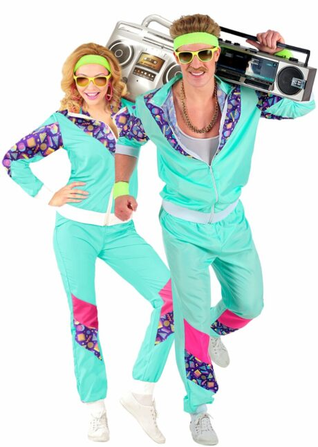 déguisement années 80, survêtement années 80, Déguisement Années 80 Survêtement Vert et Violet