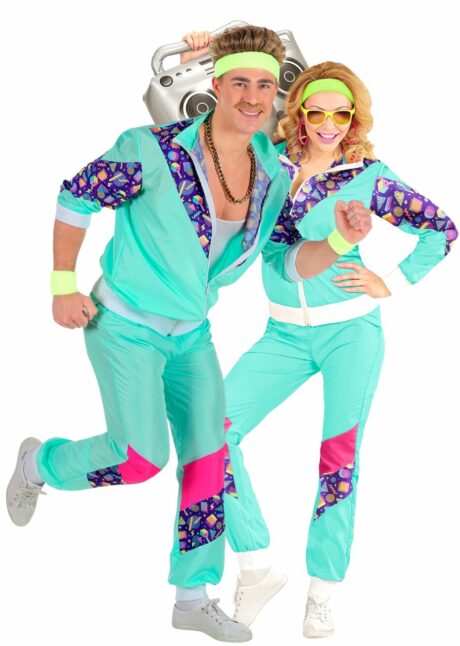 déguisement années 80, survêtement années 80, Déguisement Années 80 Survêtement Vert et Violet
